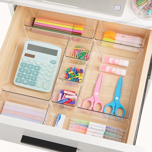 72 PCS Clear Plastic Drawer Organizers Set, 4-Size... (72 Count | Clear | Plastic)