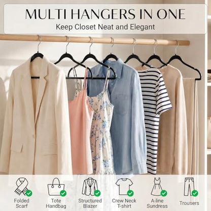 Plastic Hangers 50 Pack, Heavy Duty Plastic Hangers for Clothes | Non-velvet Slim Hangers with 360° Swivel Hook & Clothes Thin Hanger - Durable Coat Hangars, Space Saving Hanger - Black