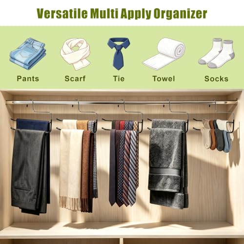 12 Pcs Pants Hangers Double Rod Jean Hangers,Open-Ended Pants Hangers Black | Non-Slip,Space Saving Pants Hangers,Double Hanger for Apartment Closet Storage Organizer Trousers Scarves