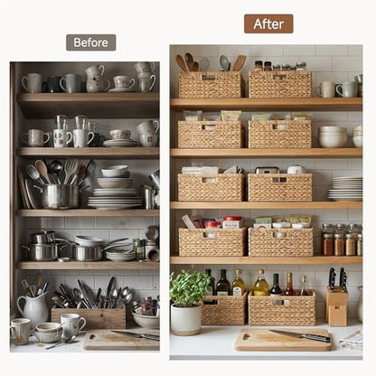 StorageWorks Wicker Baskets for Storage,Wicker Storage Baskets,1-Pack | Water Hyacinth Wicker Storage Baskets for Shelves,Large Wicker Baskets for Organizing,Woven Basket for Storage,Large Basket