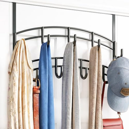 LYNK Professional® Home™ Over the Door Hooks - 9 Hook – Over the Door Coat Rack - Over the Door Hanger - Hanging Towels or Clothes - Bathroom, Bedroom, Laundry Room - Lifetime Ltd. Warranty, Black