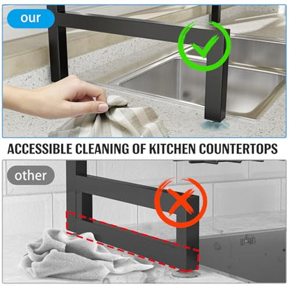 SNSLXH 4 Baskets 2-Tier Over The Sink Dish Drying Rack, 26.57"-35" | Large Dish Drying Rack for Kitchen, Extensible and Adjustable, Saving Kitchen Space