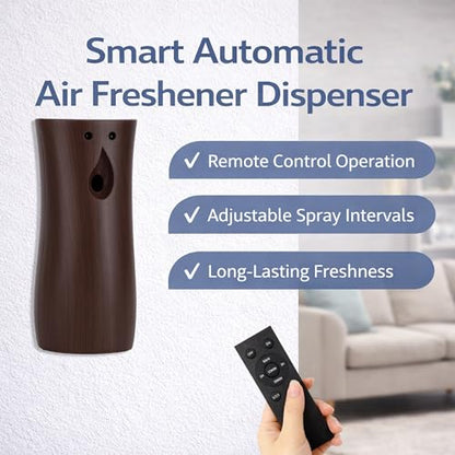 (2-pack) Automatic Air Freshener Spray Dispenser, Wall Mounted or Freestanding Sprayer Holder, Multiple Time Settings, Use in Commercial and Home (Wood, 1121)