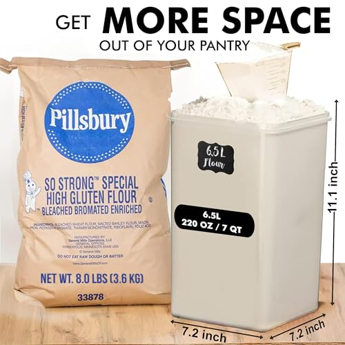 2 PC [7 Qt / 6.5L / 220 Oz] Large Food Storage Containers with Lids Airtight - BPA Free Clear Plastic Kitchen and Pantry Storage Containers for Cereal, Flour, Sugar, Rice