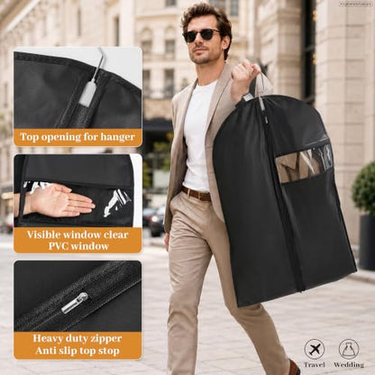 6-Pack 65” x 23” Garment Bags for Dresses and Gowns for Closet Storage | Hanging Clothes Cover with Handles for Travel, Waterproof, Dust-Proof