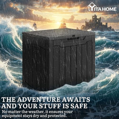 YITAHOME Outdoor Resin Storage Box 31 Gal | Water-resistant Patio Deck Box Outdoor Storage Box for Pillows, Garden Equipment, Securely Lockable, Black