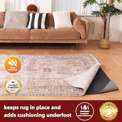 BAGAIL Felt and Natural Rubber Backing Rug Pads 1/4” Thick, 5 x 7 Ft Non Slip Carpet Gripper Keep Rugs in Place, Under Area Rug Protective Cushioned Pads, Carpet Runners, Hardwood Floors Protection