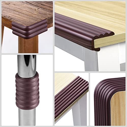 Upgraded Baby Proofing Edge Corner Protector, 16.4ft Edge Guards Padding with 3M Adhesive, Extra-Wide Soft Rubber Foam Padding, Furniture,Sharp Edge Safety Corner Edge Bumper Guard- Brown