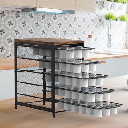 Coffee Pod Holder for K Cups, 5 Tier K Cup Drawer, 90 Pod Pack | Coffee Pod Drawer for Counter,90 Capacity Pods Storage,with Sliding Baskets,for Home Office Coffee Station