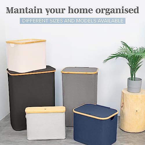 LONBET Toilet Paper Storage for 12 Rolls, Stackable & Foldable - The Ultimate Bathroom Organizer - Waterproof Basket with Bamboo Lid - Elegant Toilet Paper Storage Holder, Beige