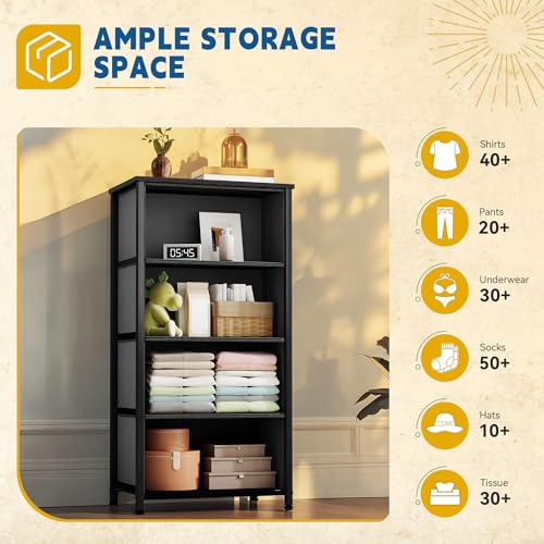 Storage Tower with 4 Drawers - Fabric Dresser, Org... (Fabric)