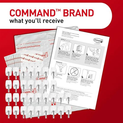 Command Small Wire Toggle Hooks, 32 Count, and 48 Strips, Damage Free Hanging Wall Hooks with Adhesive Strips, No Tools Required for Hanging, Organization and Storage, Holds up to 0.5 lb
