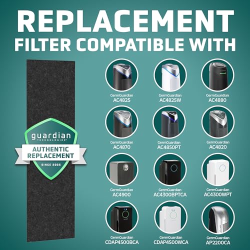 GermGuardian Genuine Carbon Air Purifier Replacement Filter for Air Purifier Models, AC4825, AC4900, AC4300, CDAP4500 and PureGuardian Model AP2200CA, 4-Pack, FLT22CB4