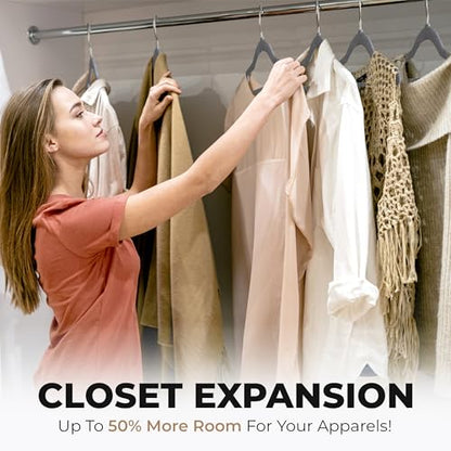 100 Pack Velvet Hanger for Shirt Pants Dresses Skirts Suits Jackets - Slim Space Saving Design - Standard Coat Hanger - Sturdy & Durable Design with Shoulder Grooves Hook