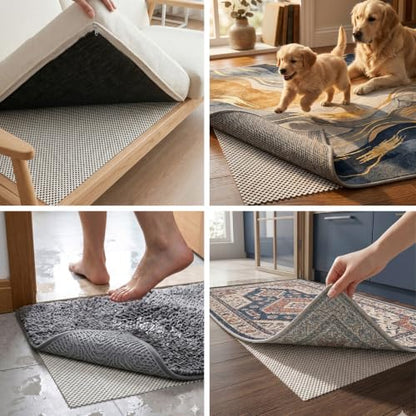 Non-Slip Rug Pad 6x9 Ft – 6'x9' PVC Anti-Slip Carpet Gripper Mat, 6 by 9 Feet Non Slip Pad for Area Rugs, Under Rug Padding for Hardwood Floors, Carpet Gripper Mat for Floors