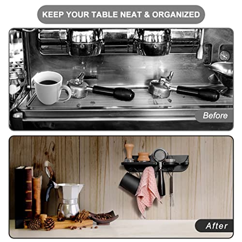 Espresso Tamper Holder Station Laelr Wall Mounted Coffee Station Organizer Coffee Distributor & Tamper 54mm/2.1'' Portafilter Storage Wall Shelf Espresso Accessories Organizer Rack for Bar Home Office