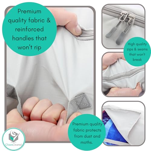 2 Pack Clothing Storage Bags Clothes Organizer folding fabric bags for sweaters, clothing, garment, bedding, quilt, linens, large folding organizers with zip & window, mothproof underbed space savers