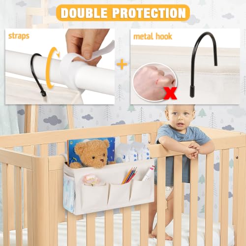 Bedside Caddy, Bedside Storage Bag Hanging Organizer for Bunk Bed | Bed Caddy with Fixed Straps and Water Bottle Holder for Home, College Dorm, Bunk Bed, Hospital Bed and Crib Bed Rails