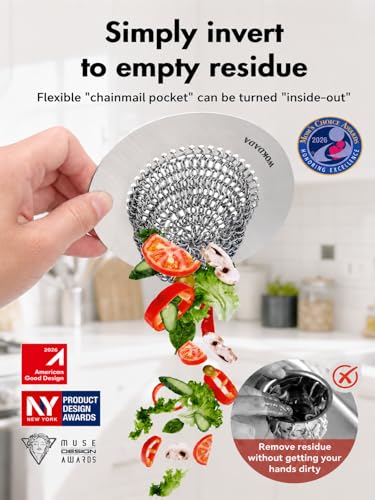 Reversible Kitchen Sink Drain Strainer, Anti-Clog Flat Edge Design | Anti-Slip Fit, Fast Drainage, Easy Flip Cleaning, Standard Sink Fit, Large Capacity, 304 Stainless Steel, Patented Design