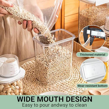 Cereal Storage Containers Sets,BPA Free with Pouring Spout Handle Airtight Food Storage Dispenser with lids For Rice Flour Pasta Grain, Pet Food Storage Container (37.2 oz + 77.7 oz (2 of Each))