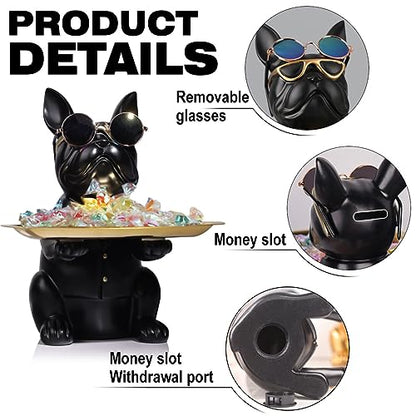 French Bulldog Gifts Statue Tray Organizer for Keys, Candy, Jewelry, Earrings, Entrance Piggy Bank - Modern Decor Resin French Bulldog Decor Entryway Table, Coffee Table, Office Desk, Home Decor