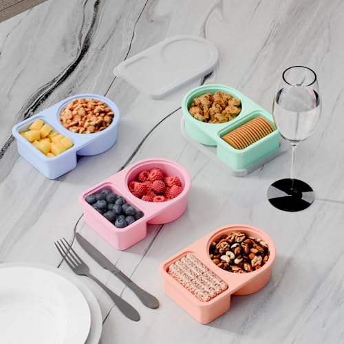 5 Pack Silicone Snack Containers with Lids, Reusable Snackle Box, 8 oz