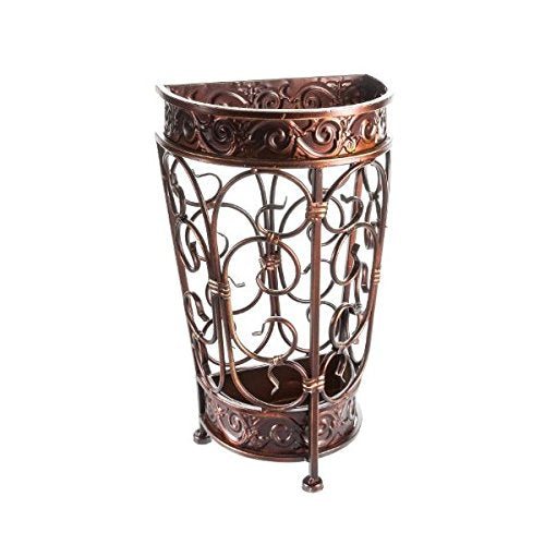 Super Quality Umbrella Stand, Umbrella Holder, Antique Look Metal, Entry Hallway Décor, Wallside Style, w/Removable Drip Tray (Mahogany)