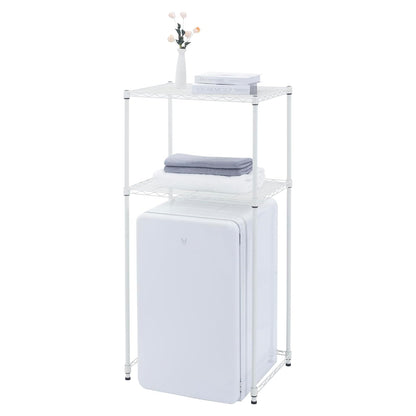 Zvyteay Mini Fridge Shelf Adjustable Height Storage Shelf Metal Storage Rack Mini Fridge and Microwave Stand for Dorm, Apartments, Kitchen, Office, White