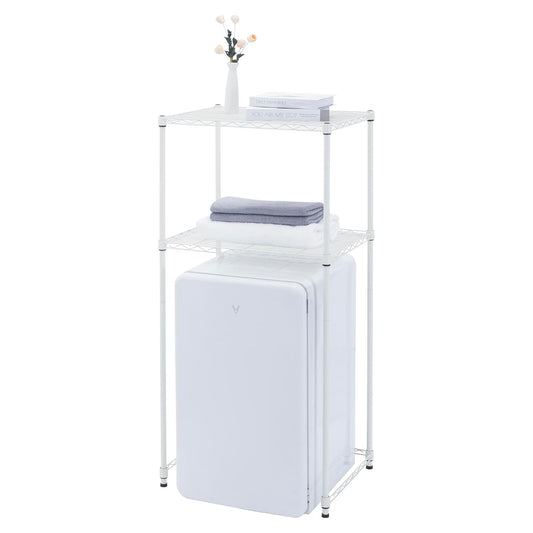 Zvyteay Mini Fridge Shelf Adjustable Height Storage Shelf Metal Storage Rack Mini Fridge and Microwave Stand for Dorm, Apartments, Kitchen, Office, White