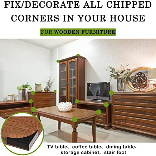 Black Metal Corner Guards Decorative Wood Funiture, 2.56'' Box Corner Protectors, Metal Table Corners, Antirust Zinc Alloy Desk Edge Cover Brackets with Nails(4Pcs)