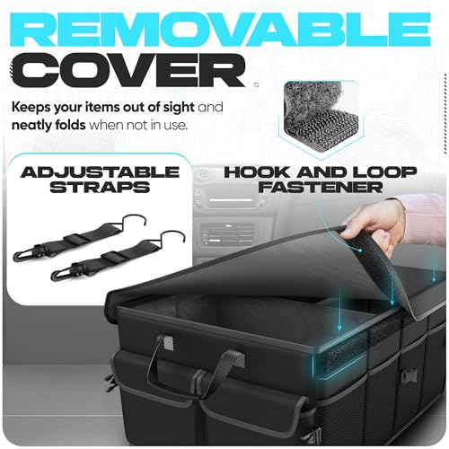 FORTEM Trunk Organizer For SUV Car Trunk Organizer, Foldable Storage, Car Accessories for Women Men, Collapsible Bag, 600D Oxford, Non Slip Bottom, Straps, Soft Cover (50L)