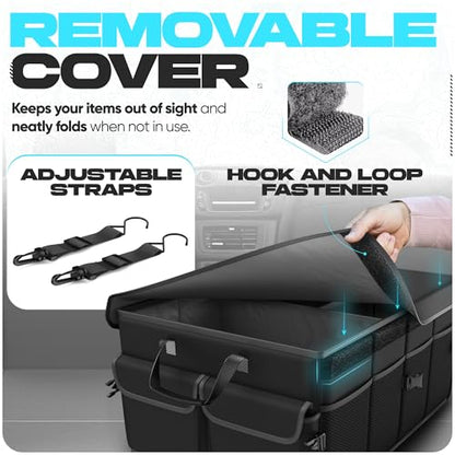 FORTEM Trunk Organizer For SUV Car Trunk Organizer, Foldable Storage, Car Accessories for Women Men, Collapsible Bag, 600D Oxford, Non Slip Bottom, Straps, Soft Cover (50L)