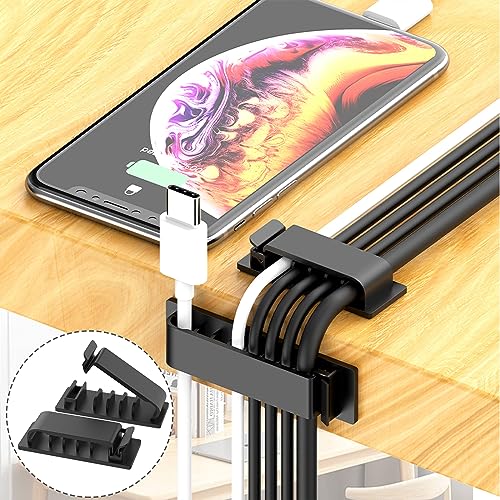 300PCS Cable Management Kit,4 Cable Sleeve 35 Cable Clips | 11Cord Holders,20 Roll Cable Organizer Straps, 200 Fastening Cable Ties,20 Cable Zip Tie Mounts for Computer TV Under Desk