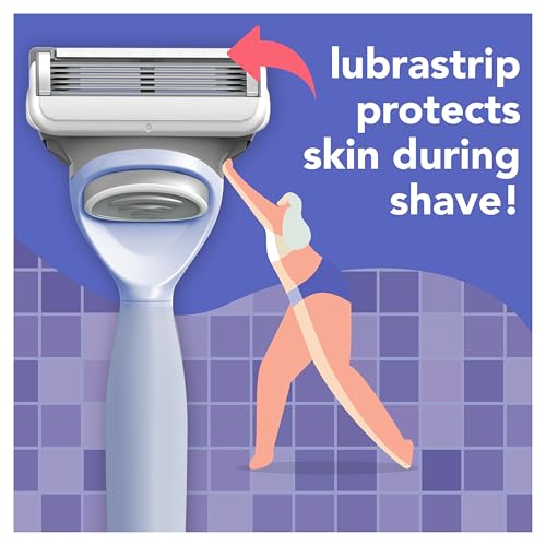 joy lavender razor for women, shave kit with 1 handle + 3 razor blade refills, includes shower holder