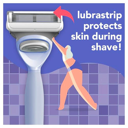 joy lavender razor for women, shave kit with 1 handle + 3 razor blade refills, includes shower holder