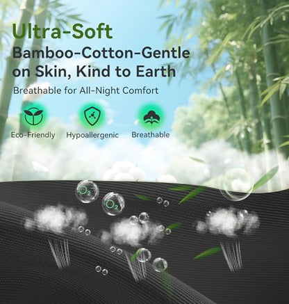 LC-dolida Bamboo Cotton Weighted Bluetooth Sleep Masks, 3D Weighted Sleep Masks with Bluetooth 5.4 Headphones, Total Blackout Bluetooth Sleep Mask for Women Men, Weight Eye Mask for Sleeping, Black