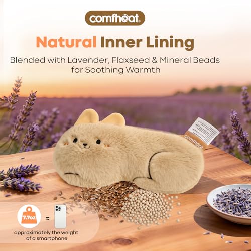 Lavender Eye Pillow for Relaxation, Yoga, Meditation | Microwavable Moist Heat Eye Compress Mask Pillow with Washable Plush Cover for Spa, Sleeping, Migraine Relief, Cute Rabbit