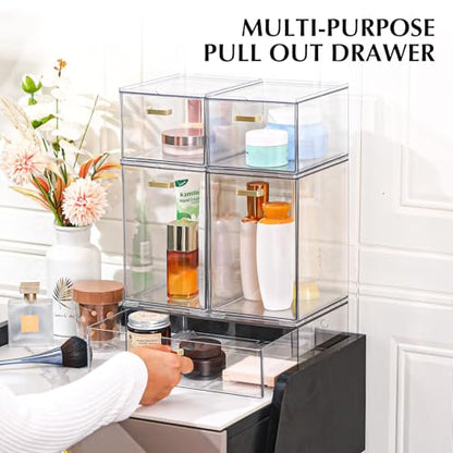 LALOBLUE Stackable Clear Acrylic Drawer Baby Bottle Makeup Organizer | Acrylic, Holds Baby Bottles, Makeup, Cosmetics, Stackable Clear Drawer Organizer, Cabinet and Pantry Organization Bins