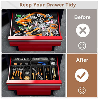 A-LuGei 【More Larger Size】 【69 PCS-5 Size】 Tool Box Organizer Tray Divider Set【Black】 Desk Drawer Organizer Bin, Garage Organization and Storage Toolbox for Rolling Tool Chest Cart Cabinet WorkBench