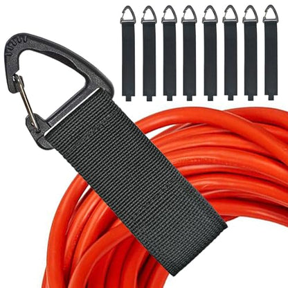 ZTSXLLIM Extension Cord Organizer Garage Organization with Carabiner 8 Pack | 16-Inch straps, Holds Up to 50 lbs, Hose holder, Carabiner Clip, Heavy Duty, For House, For Yard, For Storage, For Workshop