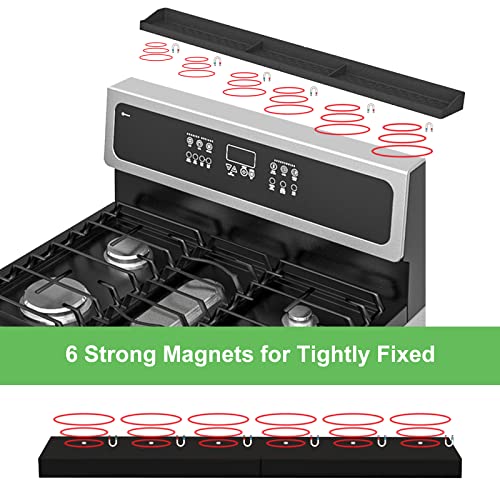 Stove Top Shelf 30 Inch - Silicone Material Magnetic Shelf for Stove -Black | 3 Functional Partitions,Heat Resistant Kitchen Spice Rack Organizer