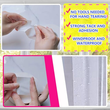 WENSSKKU White Window Weather Sealing Tape, Waterproof Window AC Air Conditioner Sealing Tape Can Keep Out Drafts Cold Air Rain Dust Smog(2IN X 99FT)