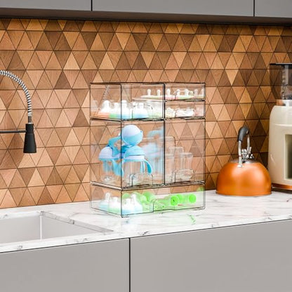 6 Set Clear Baby Bottle Organizer for Countertop,B... (Clear | Acrylic)