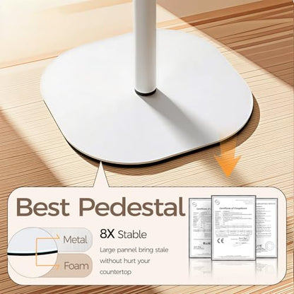 Hair Dryer Stand Holder-19 inch Ultra Stable Blow Dryer Stand White | Enlarged Base Pedestal, Hands Free Blow Dryer Stand, 360 Degree Rotating, Height Adjustable, Works for 99% Blow Dryer