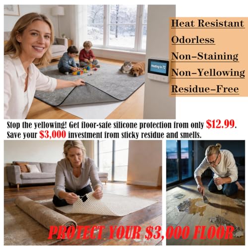 Mayhawk Non-Slip Rug Gripper Pad: Residue-Free Silicone, Hard Floors, 2X3Ft | Vacuum Tech for stronger grip; adhesive-free, BPA-free, low-profile, odorless, washable, reusable, safe for hardwood/tile/LVP