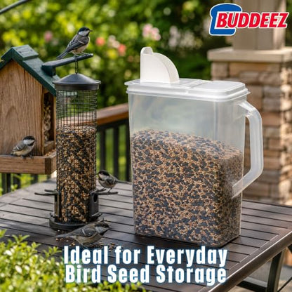 Buddeez Bulk Food Storage Container 8 Quart All Purpose Clear (White Lid)