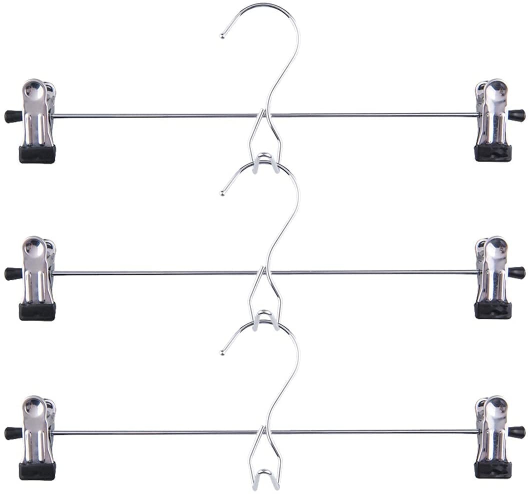 Tosnail 15 Pack Stackable Skirt Pants Clothes Hangers with Non-Slip Clips, Add-On Hangers, Cascading Hangers Space Saving Closet Organizer