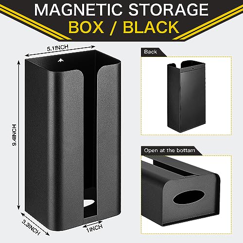 Uiifan 2 Pcs Magnetic Suction Plastic Bag Holder Wall Mount Plastic Grocery Bag Organizer Wide Opening Dispenser Fingerprint Resistant Smudge Proof Saver for Pantry, Black