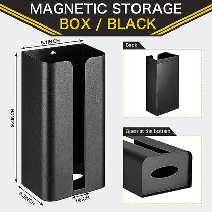 Uiifan 2 Pcs Magnetic Suction Plastic Bag Holder Wall Mount Plastic Grocery Bag Organizer Wide Opening Dispenser Fingerprint Resistant Smudge Proof Saver for Pantry, Black