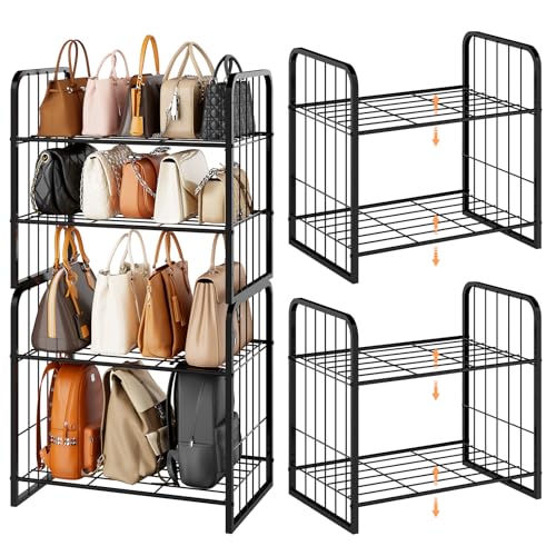 Adjustable Purse Organizer for Closet - Purse Rack... (Black | Metal)